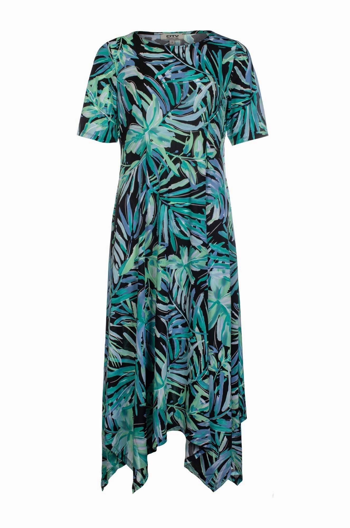 Relax Feel Dress | Black Sage Palm Puff | 7423C1