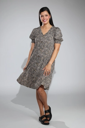 Dress | Black Taupe Sprig | 3344C1 Stylish Layer Daytime Look