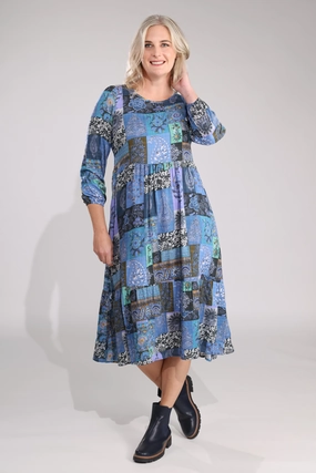 Dress | BLUE LILAC PATCHWORK | 6535B1 Lunch Date