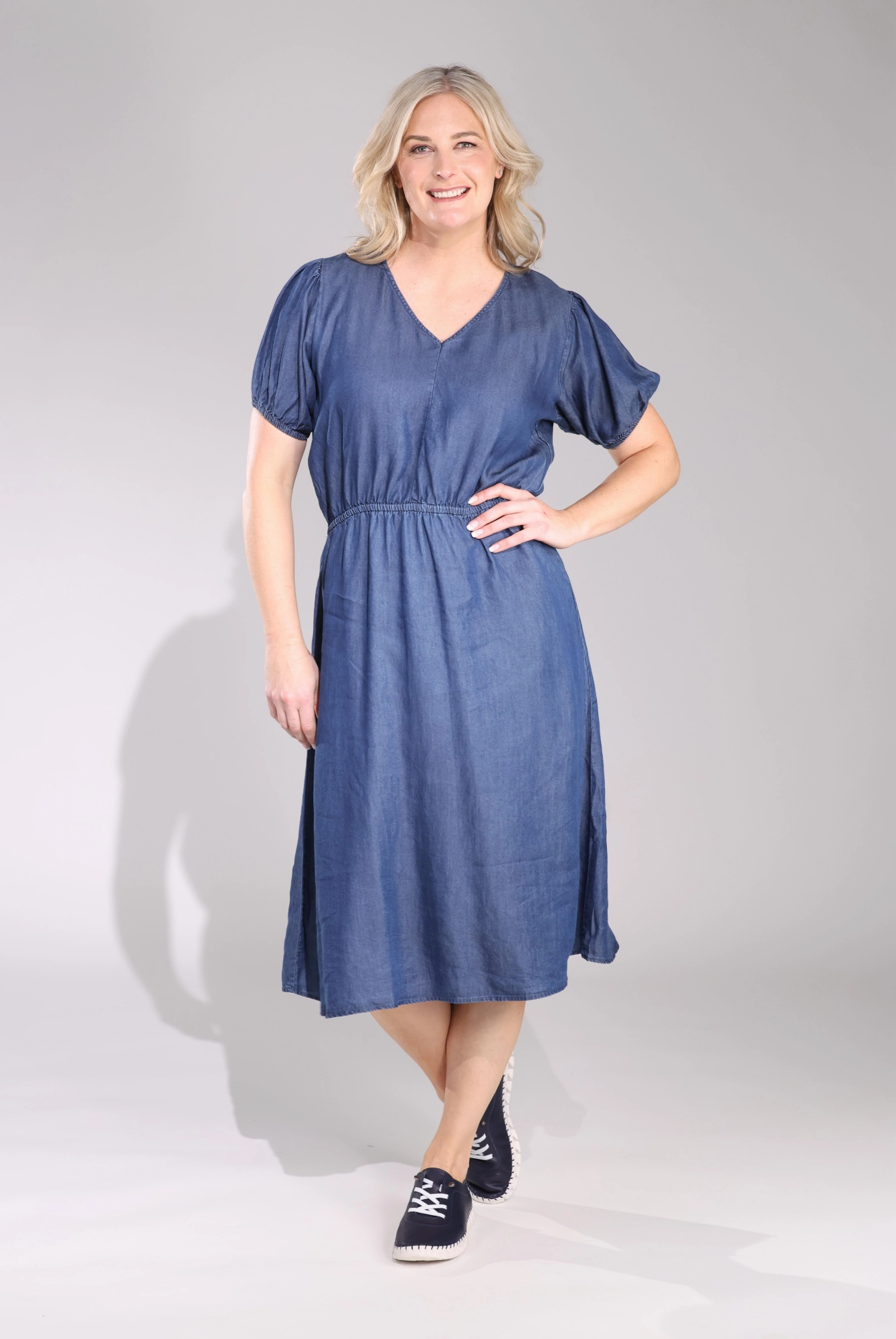 Elegant Waist Design Trend Fit Dress | DARK INDIGO | 6634C1