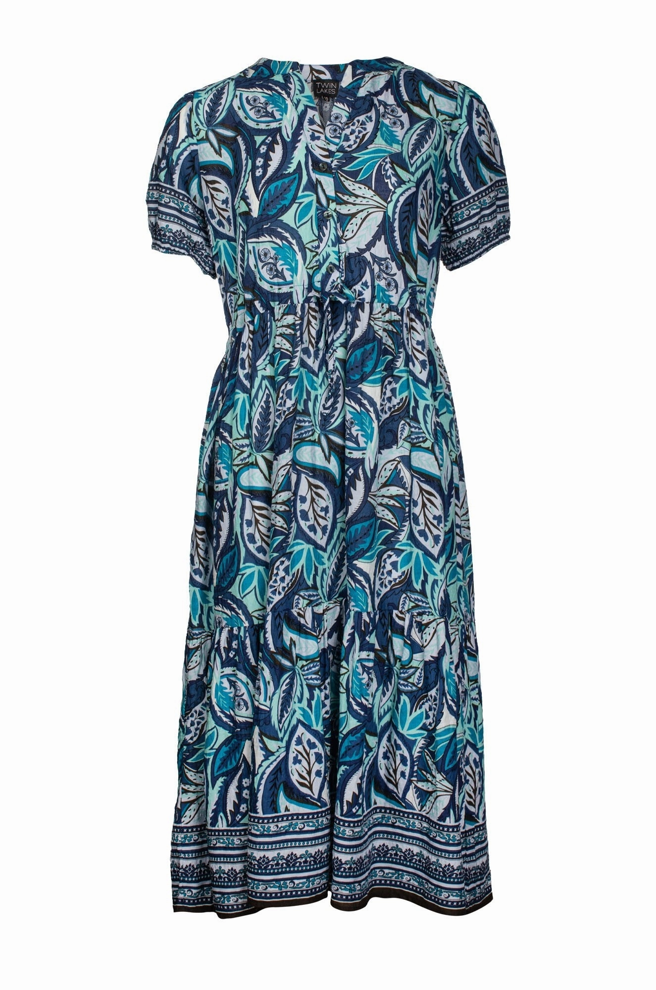 Fresh Glow Minimal Core Dress | Indigo Mint Border | 6512C1