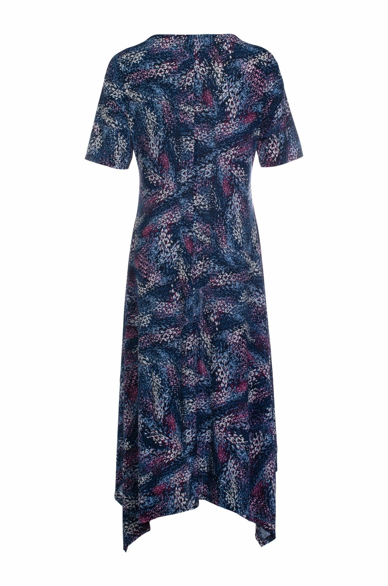 Contemporary Waist Dress | Indigo Pink Abst Puff | 7423C1