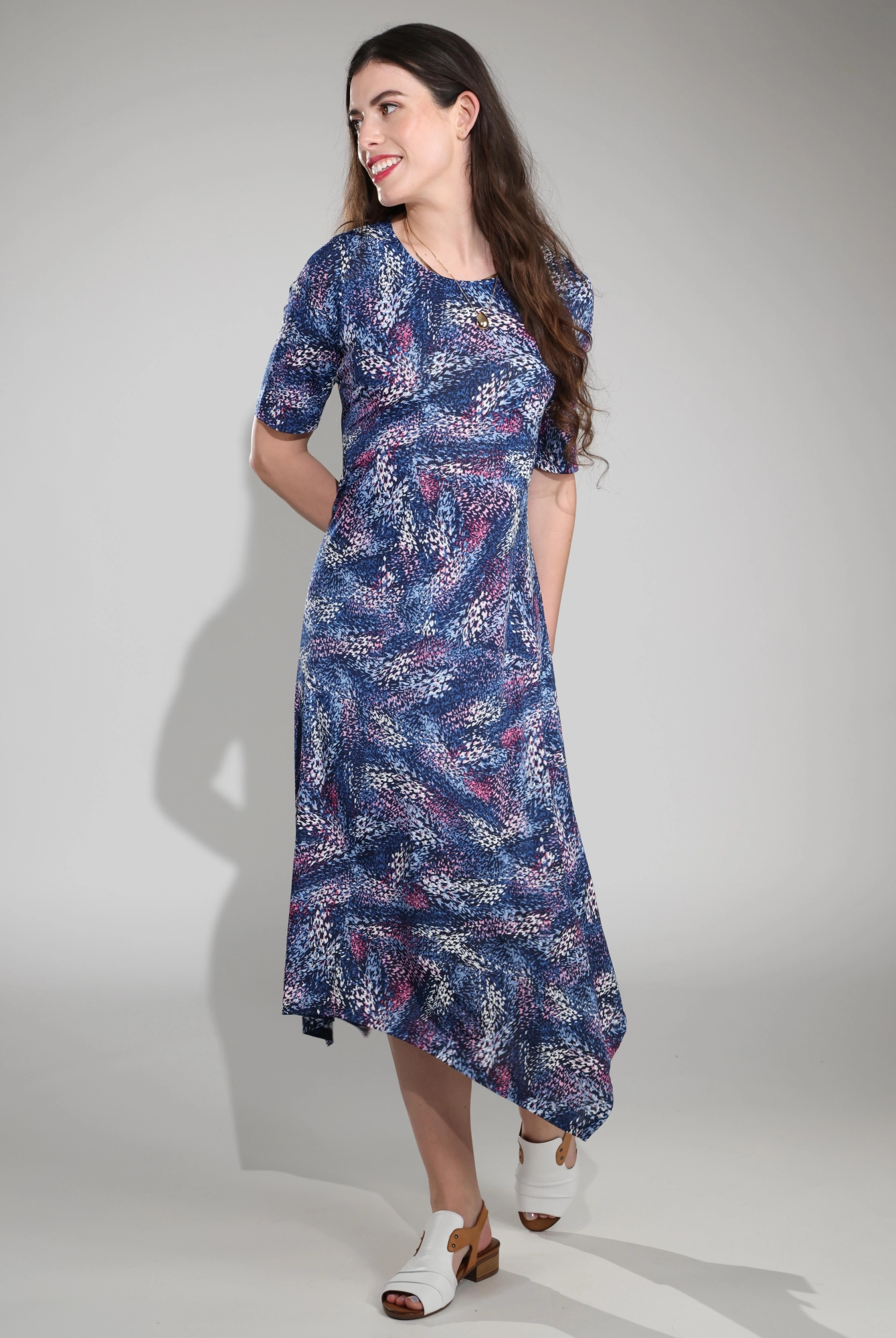 Cool Form Dress | Indigo Pink Abst Puff | 7423C1