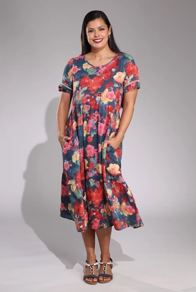 Soft Presence Night Vibes Dress | Indigo Red Bouquet | 6532C1