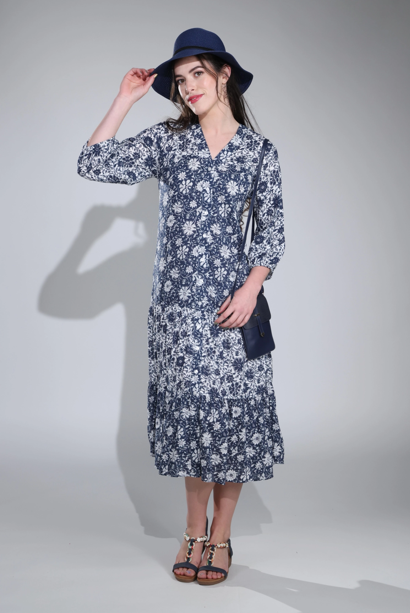 Smooth Texture Street Vibe Dress | Indigo Vines | 6541C1