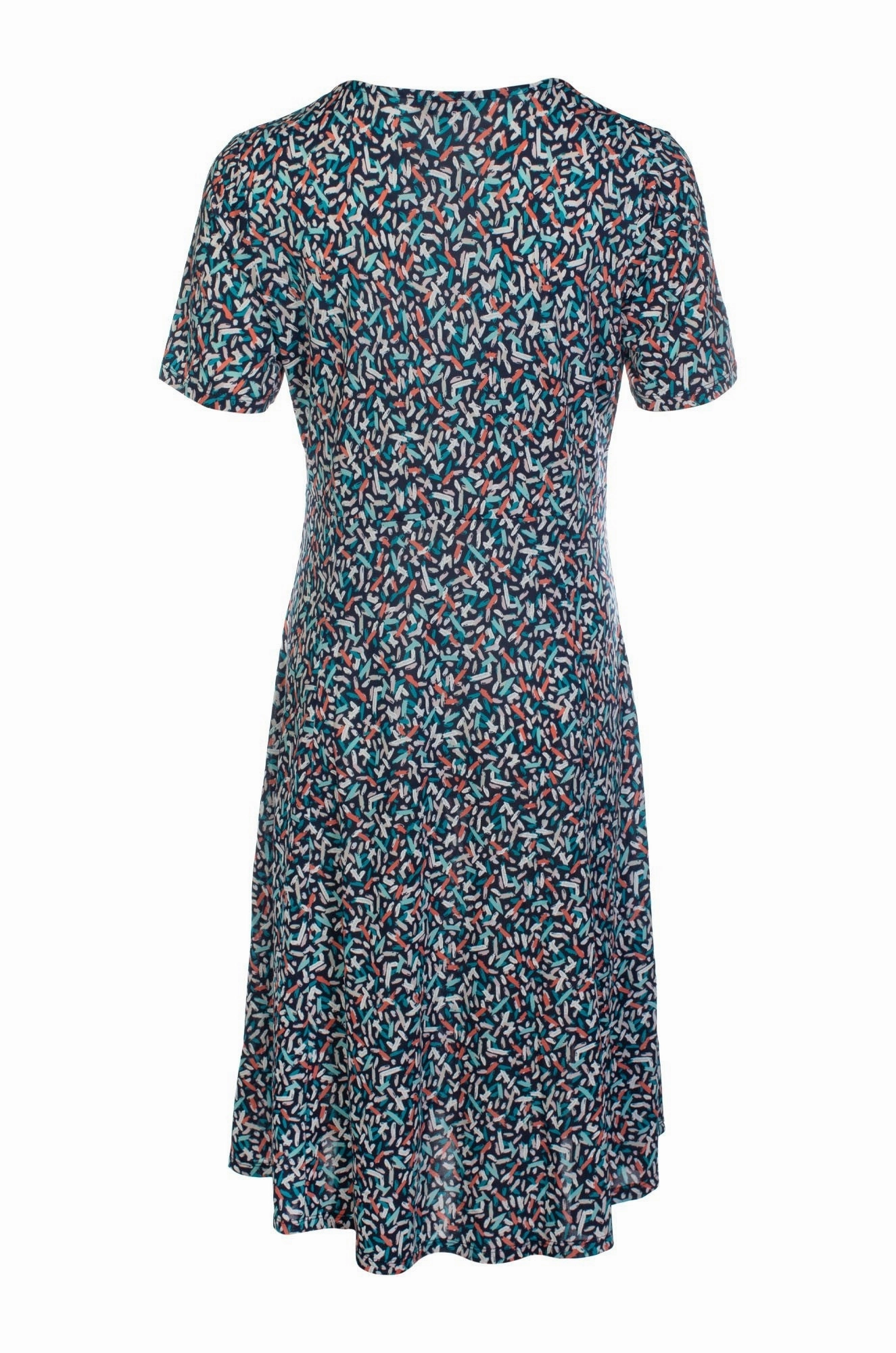 Dress | Navy Coral Dash Puff | 7421C1 Fashionable Layer