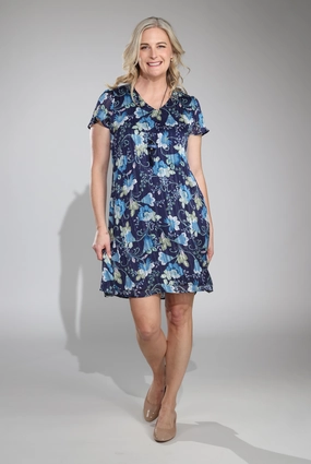 Love Energy Polished Mood Dress | Navy Sage Vines | 8564C1