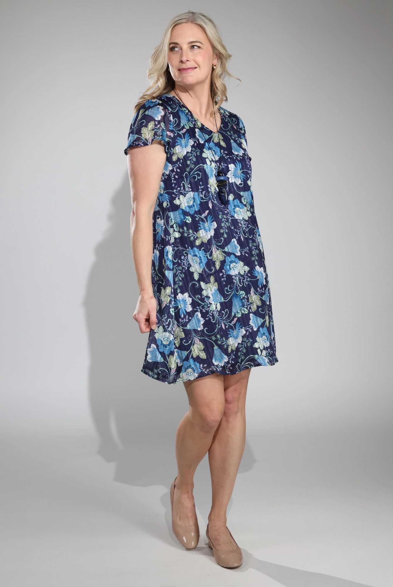 Office Layer Dress | Navy Sage Vines | 8564C1
