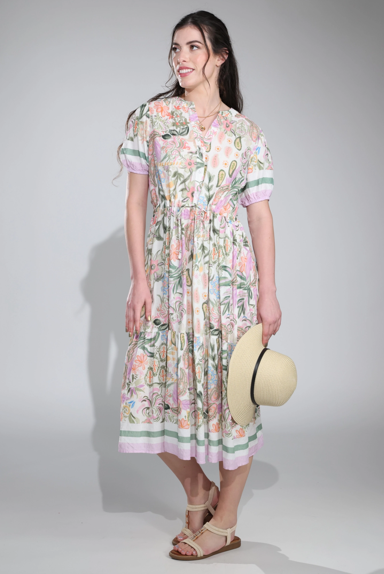 Dress | Olive Lilac Border | 6512C1 Earth Colors