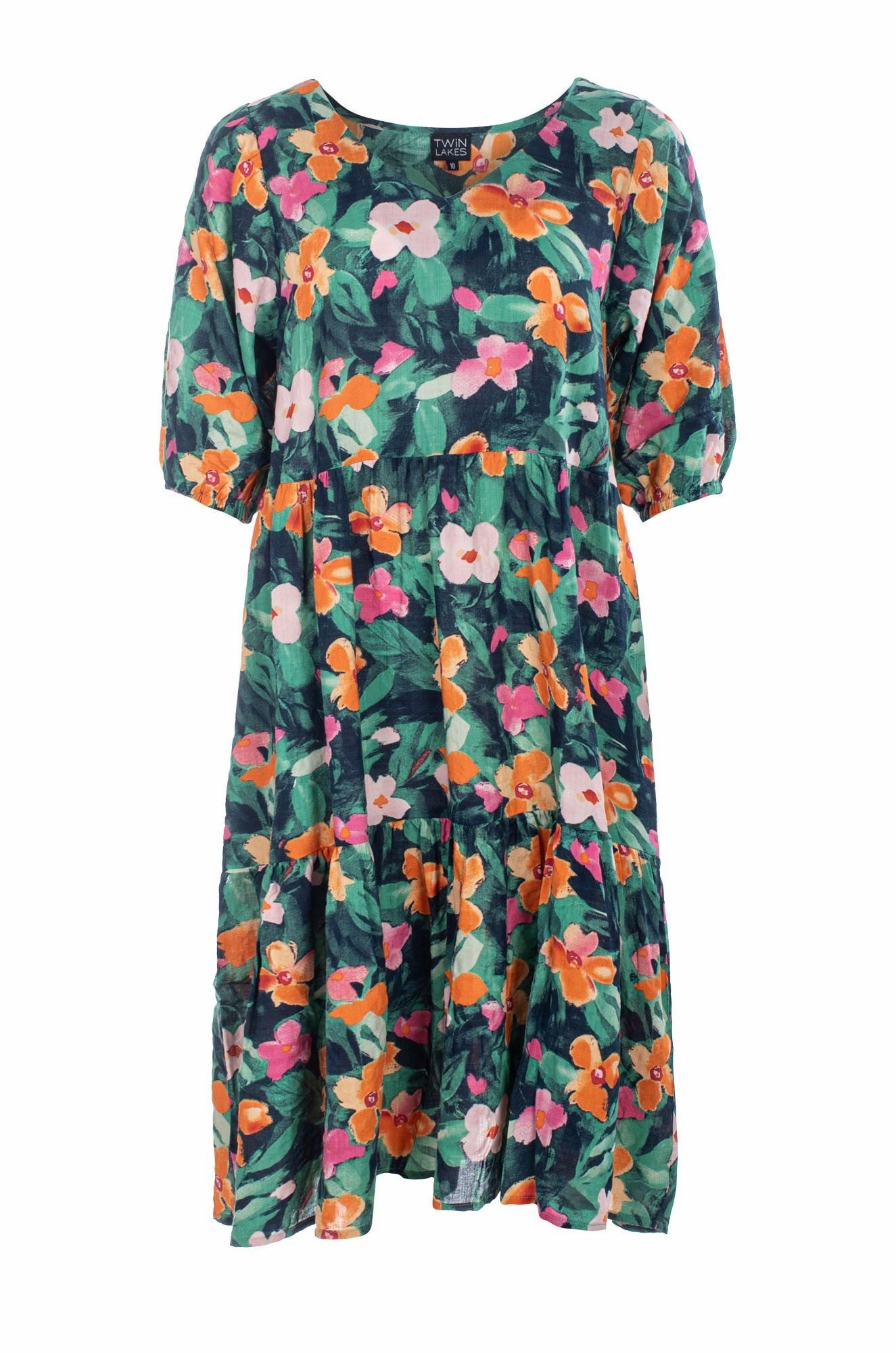 Gloss Finish Young Edge Dress | Orange Pink Petals | 6533C1