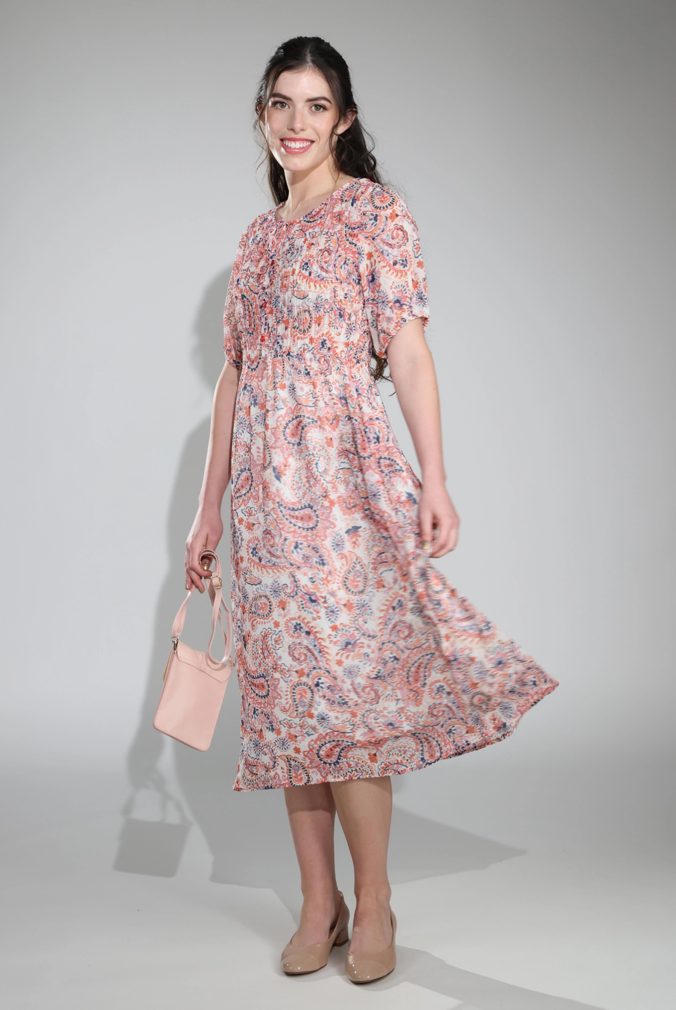 Dress | Soft Coral Paisley | 8563C1 Polished Layer