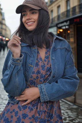 Gloss The Label Amilie Button Front Midi Dress Chocolate Floral Matte-finish Light Touch