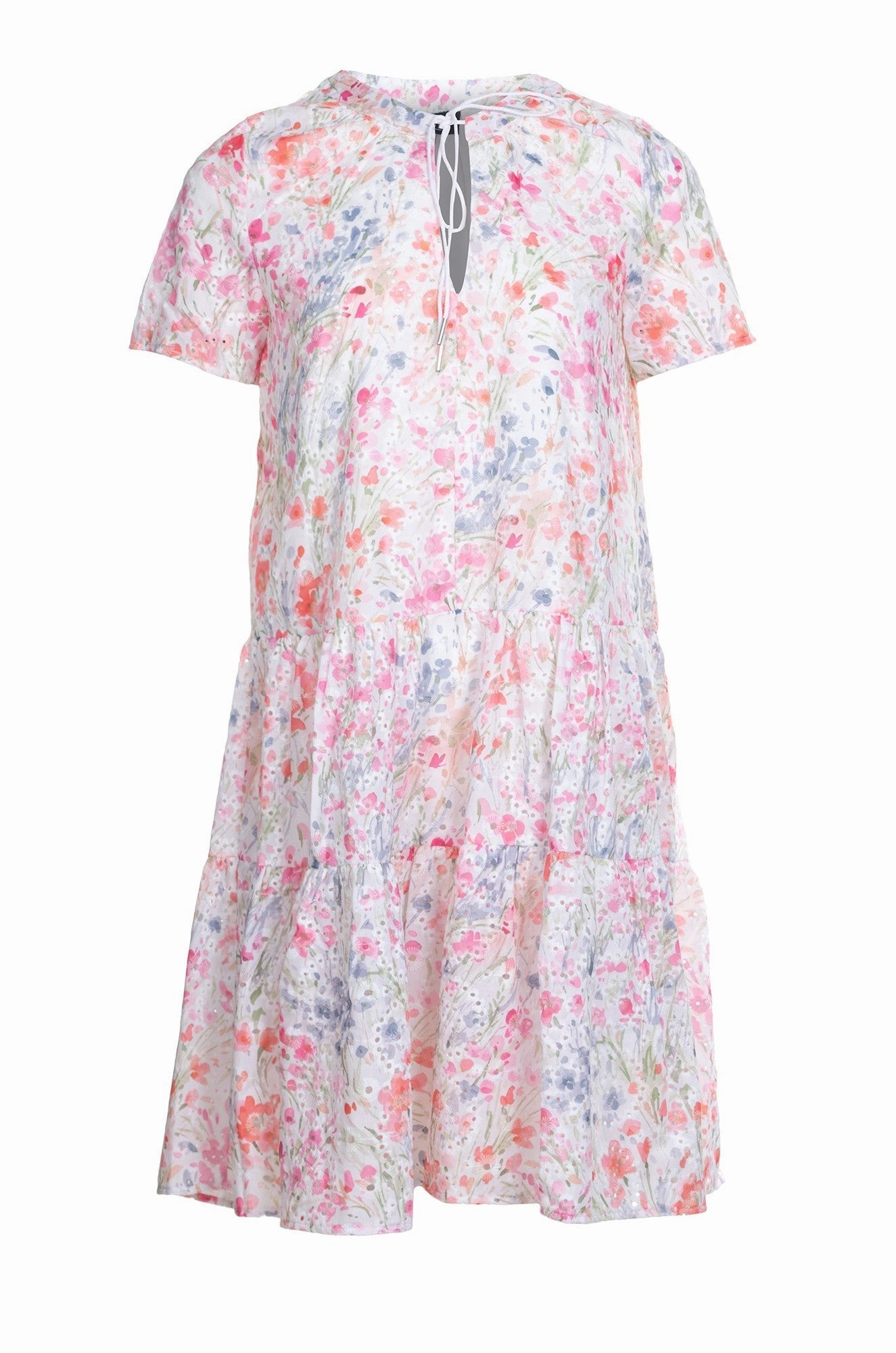 Modern Lines Printed Dress with nehru collar | PINK WATERCOLOUR | 8402A1