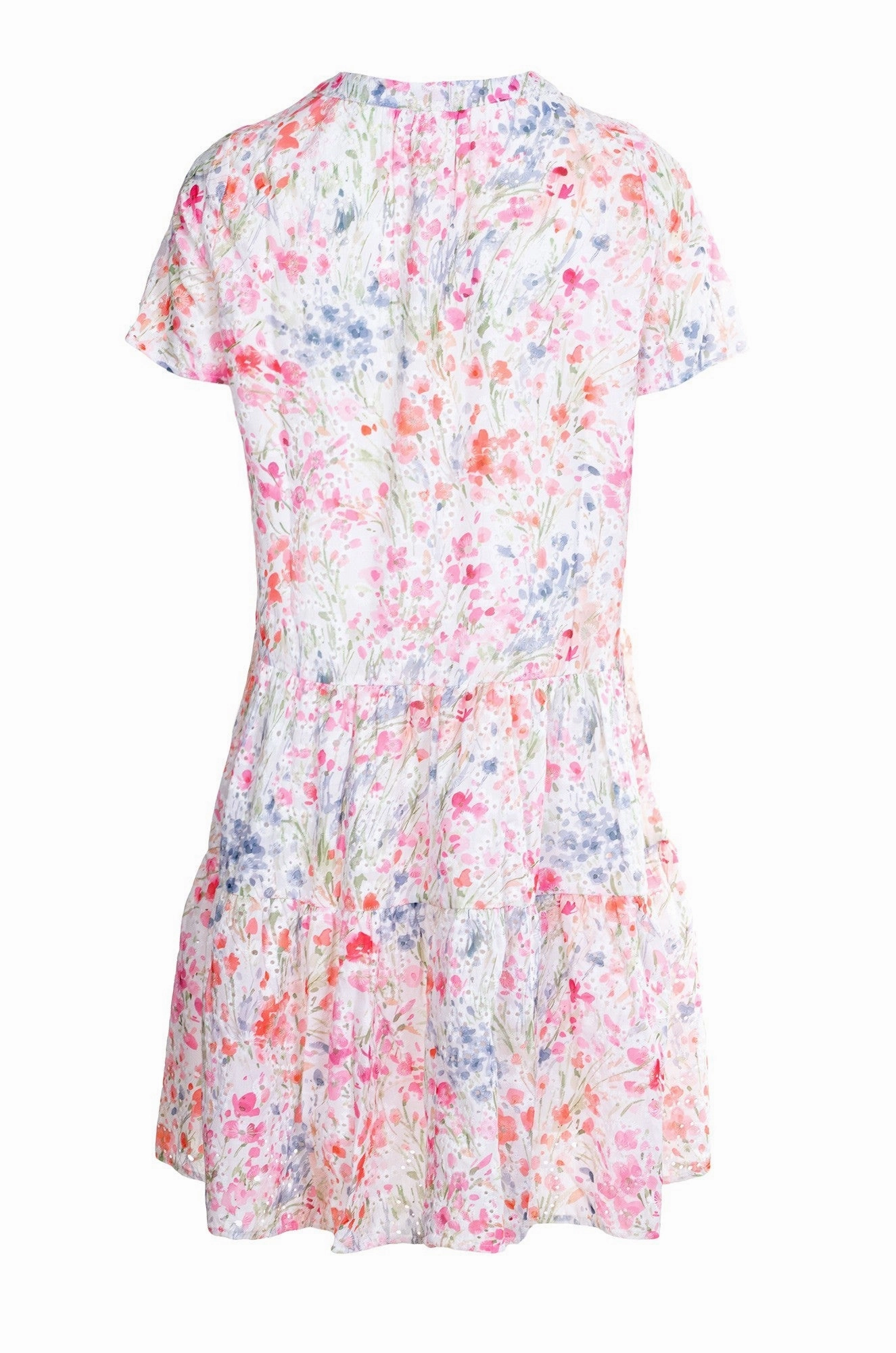 Printed Dress with nehru collar | PINK WATERCOLOUR | 8402A1 Timeless office dress