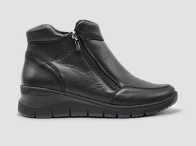 Women's Helios Athena Fleece-Lined Leather Boots - Black Comfort Stretch