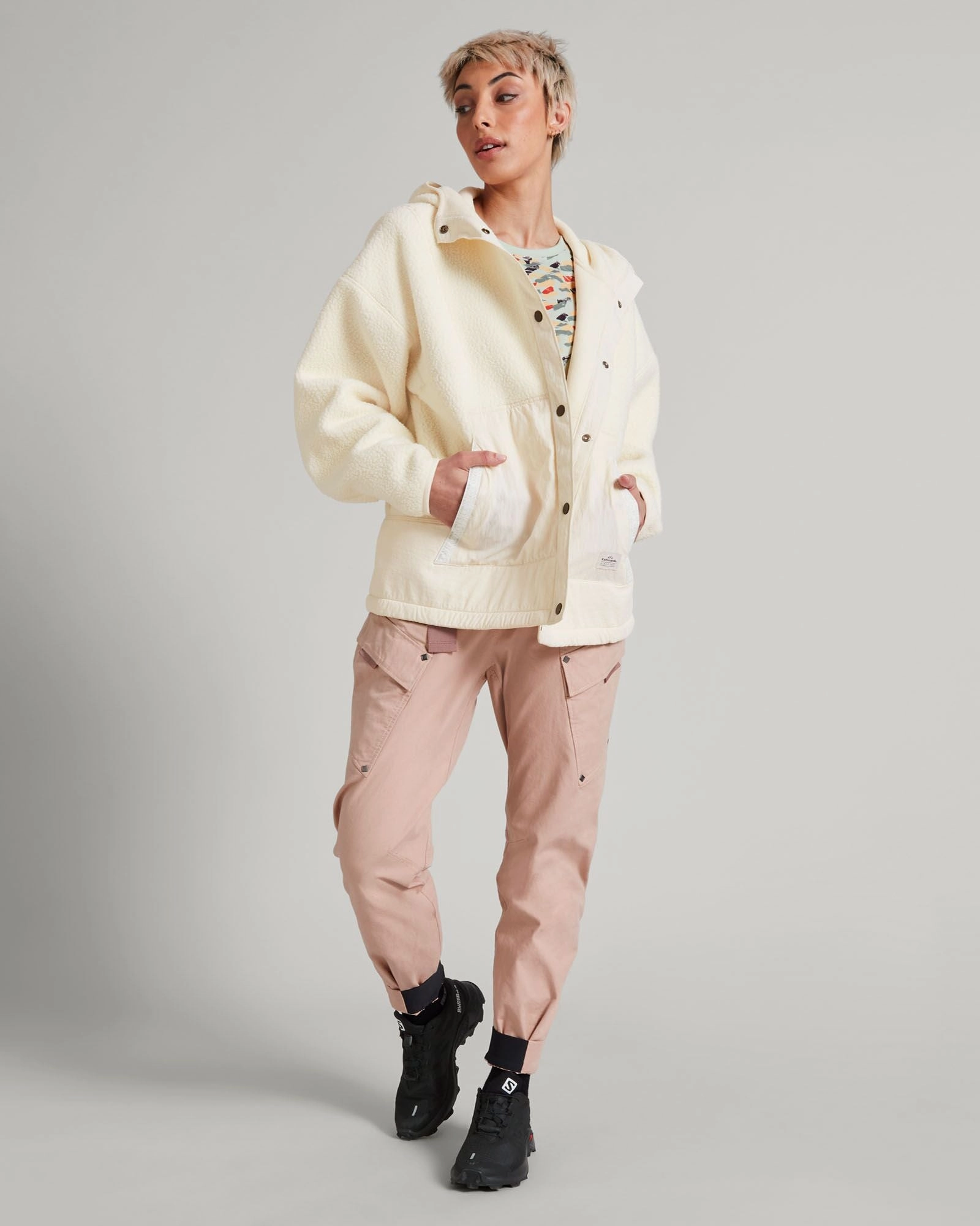 Articulated Sleeves Co-Z High Pile Women's Jacket - Natural