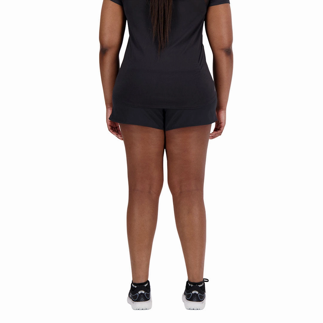 New Balance - Women's Impact Run 3" Shorts (WS21267 BK) Relaxed Cut Friction Resistant Fabric