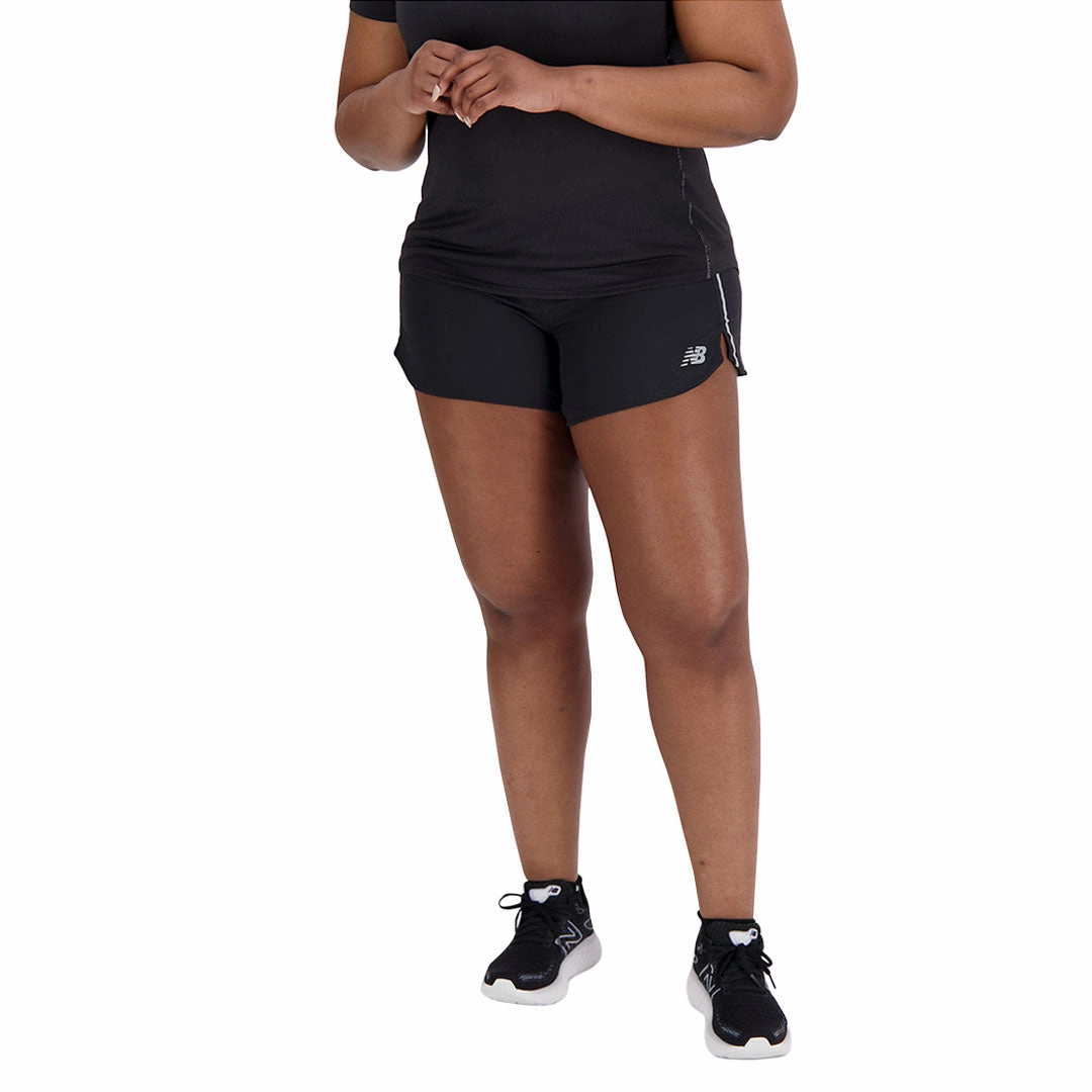 Water resistant coating No Ride-Up New Balance - Women's Impact Run 3" Shorts (WS21267 BK)
