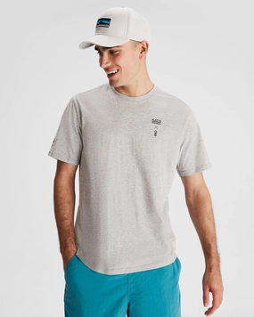 LaserCutVents Men's O.Smither Lines Organic Cotton T-shirt - Light Grey Marle