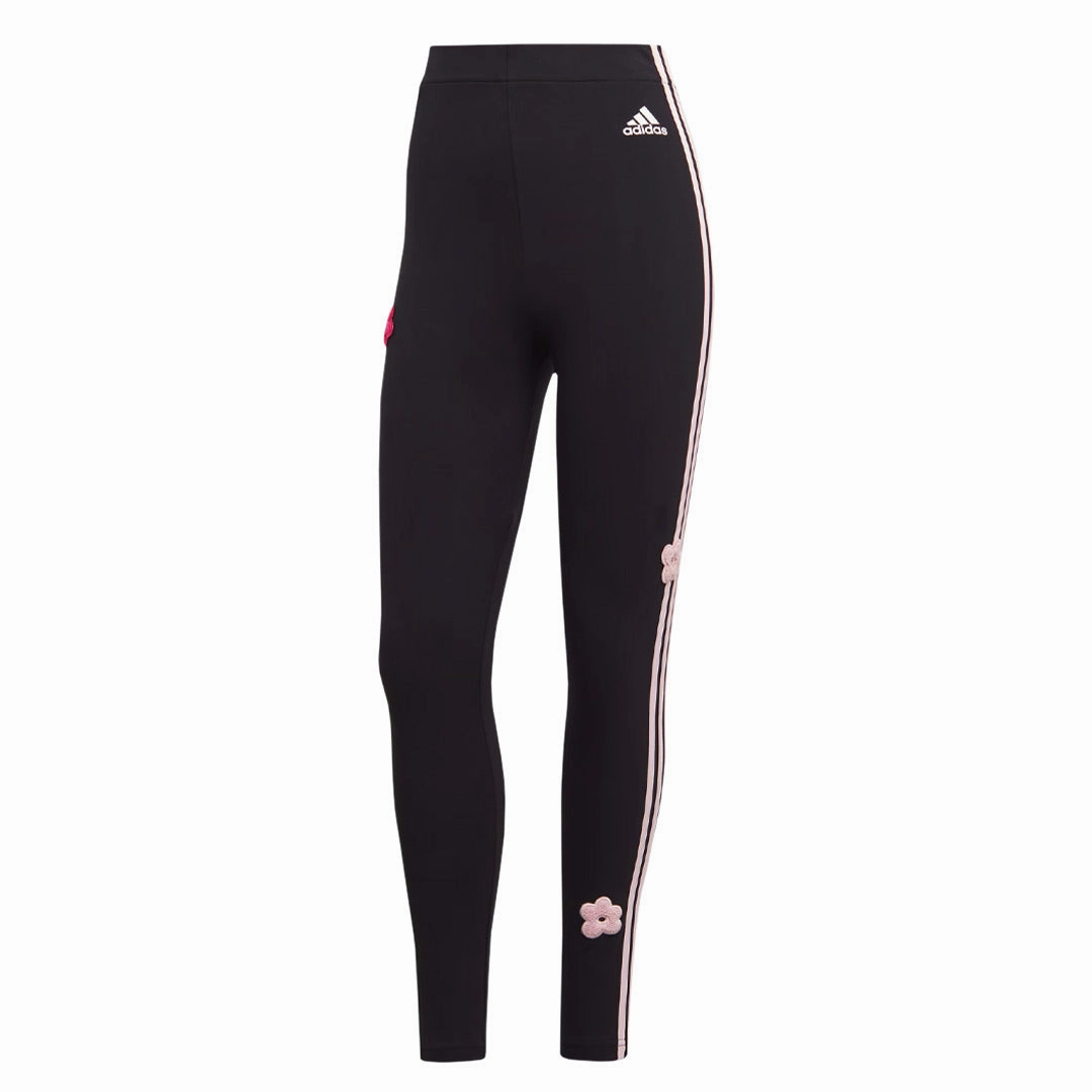adidas - Women's Chenille Flower Patches 3-Stripes Leggings (IC0004) CompressionSupport