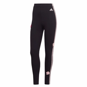 adidas - Women's Chenille Flower Patches 3-Stripes Leggings (IC0004) Bootcut shape Tight Waist
