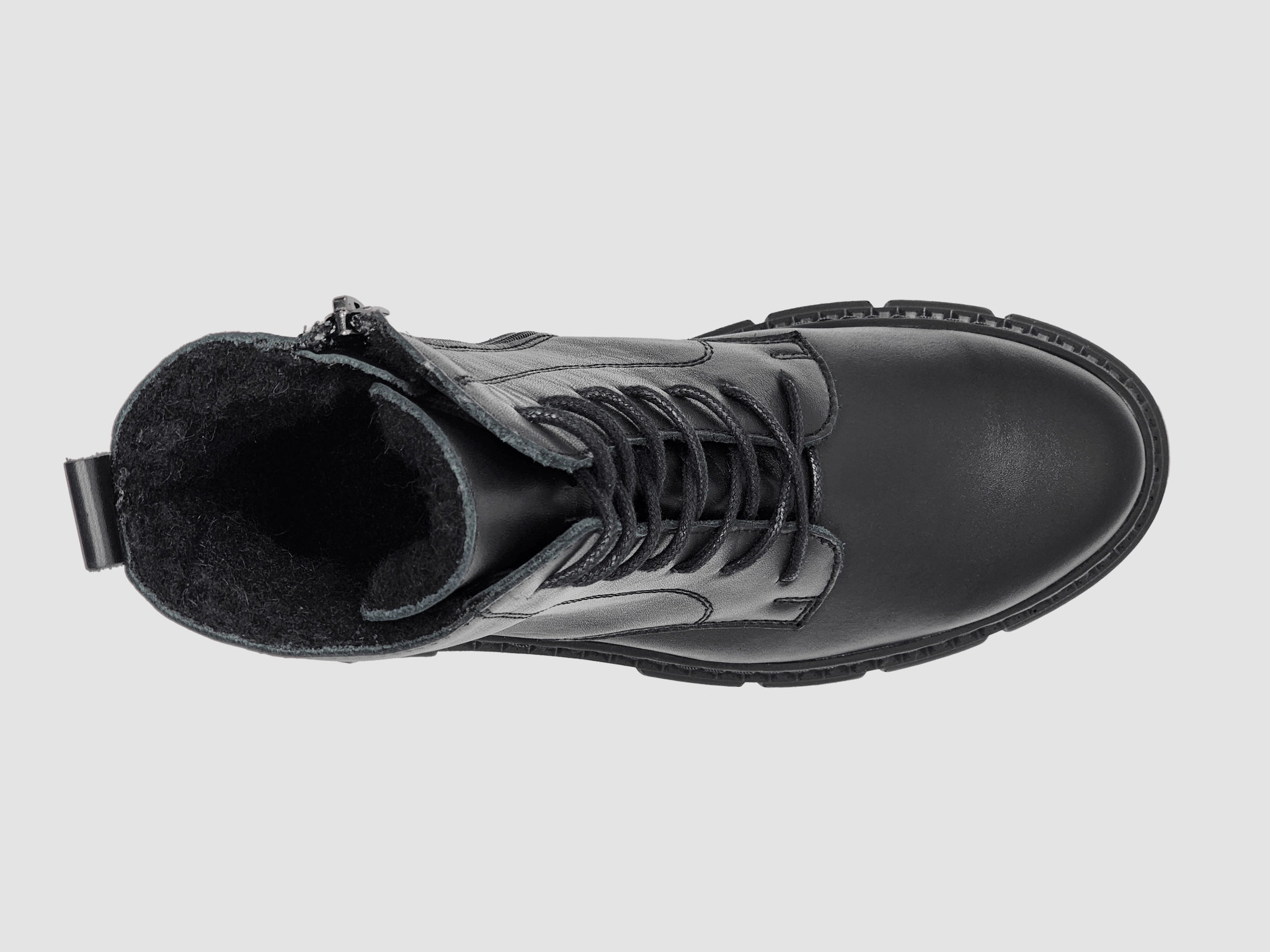 Simple Look Eco Material Cold Climate Women's Helios Hebe Fur-Lined Zip-Up Leather Boots - Black