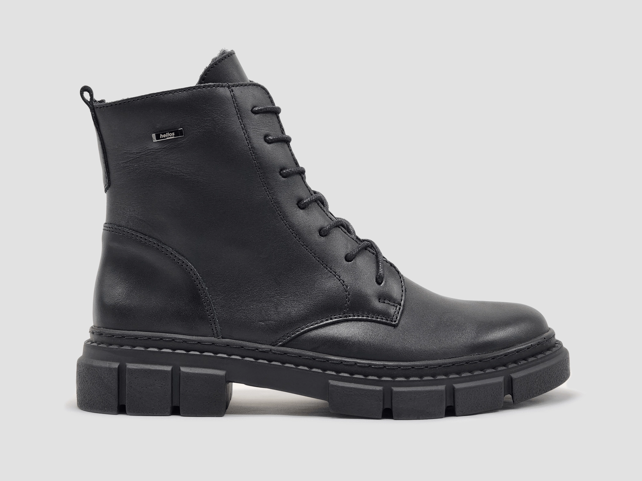 Women's Helios Hebe Fur-Lined Zip-Up Leather Boots - Black Brogue Detail