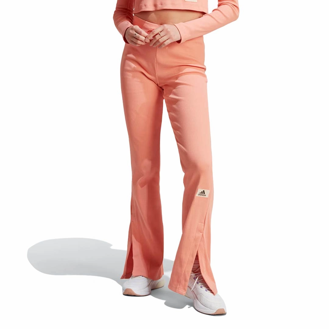 adidas - Women's Lounge Ribbed Flared-Leg Pant (IJ8452) Flattering Shape Wind Resistance