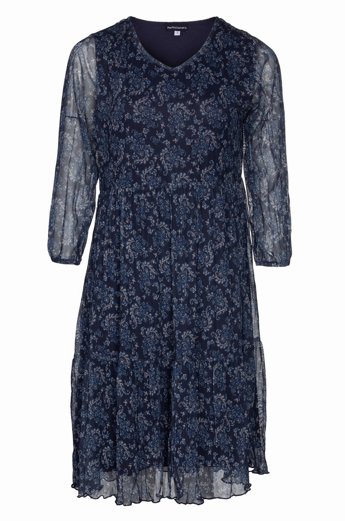 Lace Soft Crushed Mesh Dress | NAVY PAISLEY | 4512B1