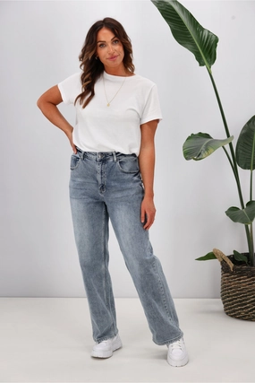 Shine On Label Atlas Relaxed Fit Jean Washed Blue Stretch Fit Daily Routine Four Way Morning Jog