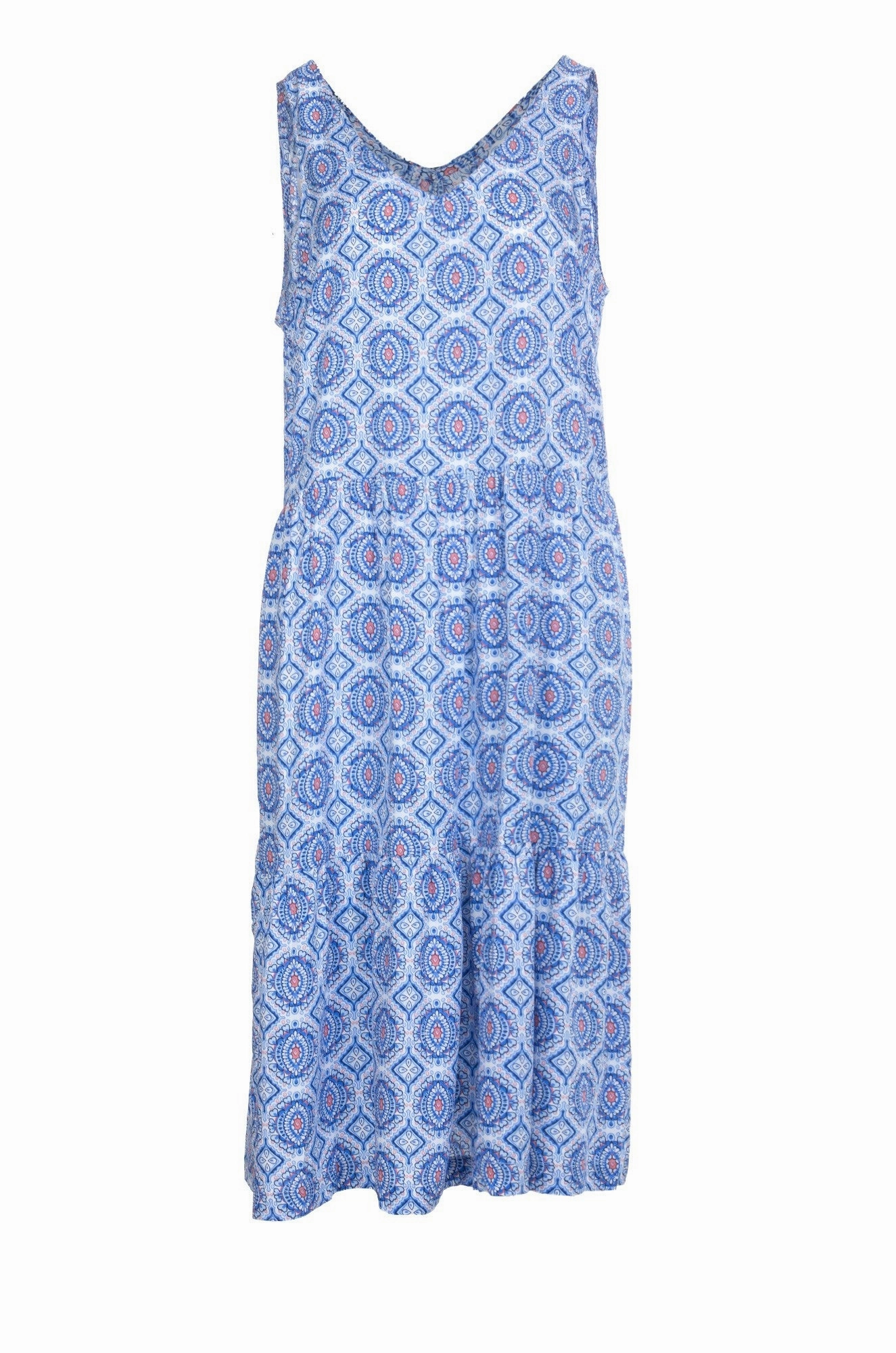 Casual Fit Relaxed Layer Printed Viscose sleeveless Dress | Sky Mosaic | 3347A1