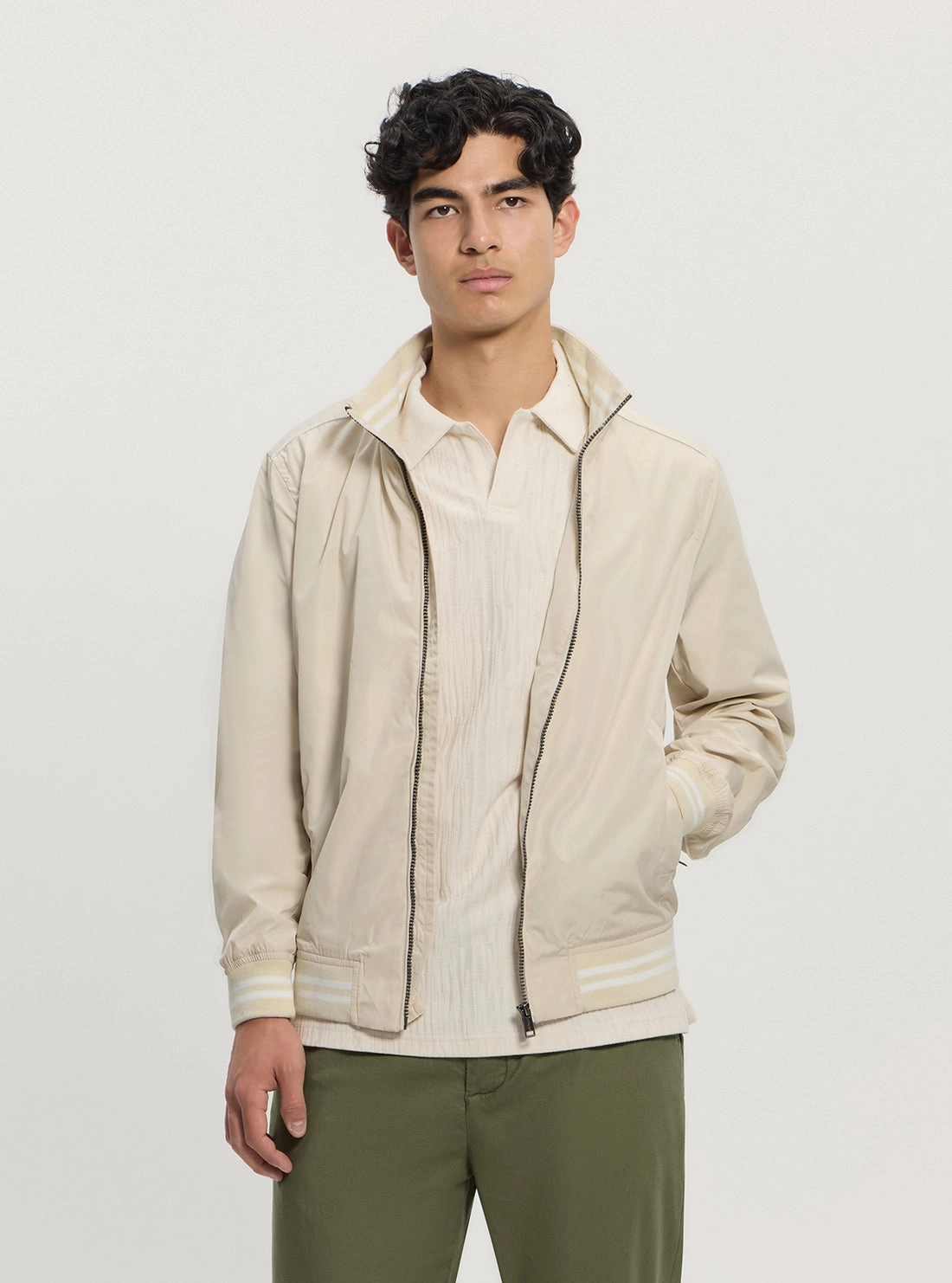 Canvas Make Durable Outer Layer Eco Beige Urban Satin Bomber Jacket