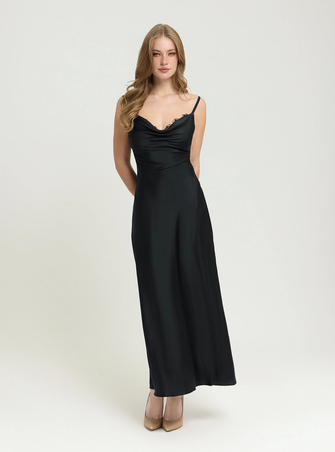 Cool Simplicity Sculpted Form Eco Black Adele Lace Maxi Dress