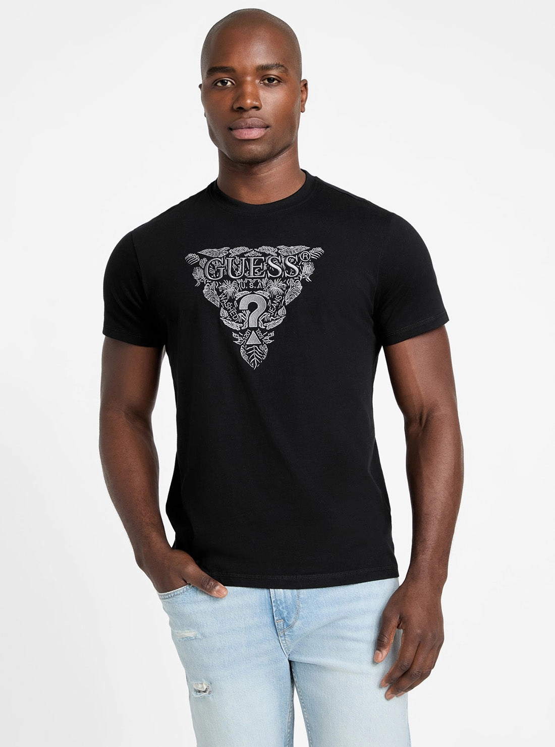 TemperatureRegulating Material Ultraviolet Protection Fabric Eco Black Flower Embroidered T-Shirt