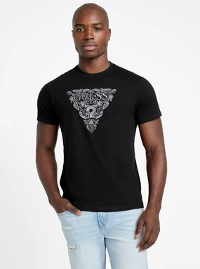 Eco Black Flower Embroidered T-Shirt ButterySoftTextile