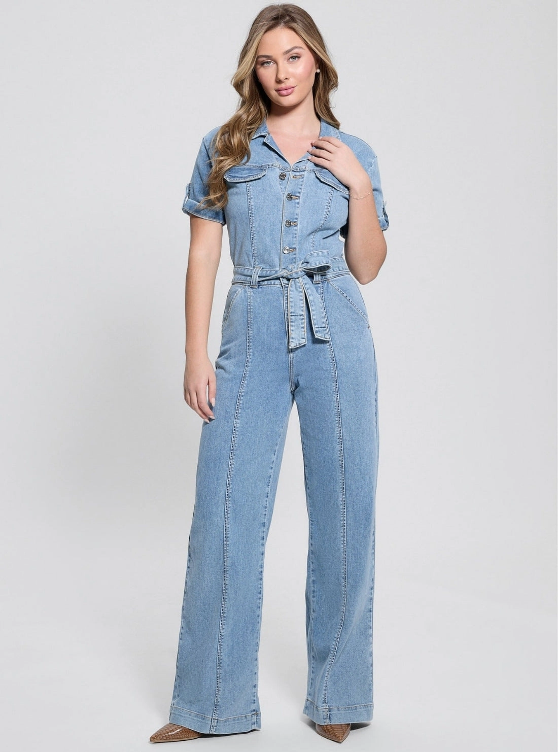 Brunch Outfit Classic Wear Luxury Eco Blue Parker Denim Jumpsuit