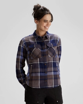 Women's Huntly Long Sleeve Shirt - Cabin Plaid Horizon Line Ribbed Trim Anti Pilling Finish