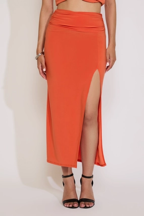 Business Meeting FOLDOVER MAXI SKIRT WITH SLIT