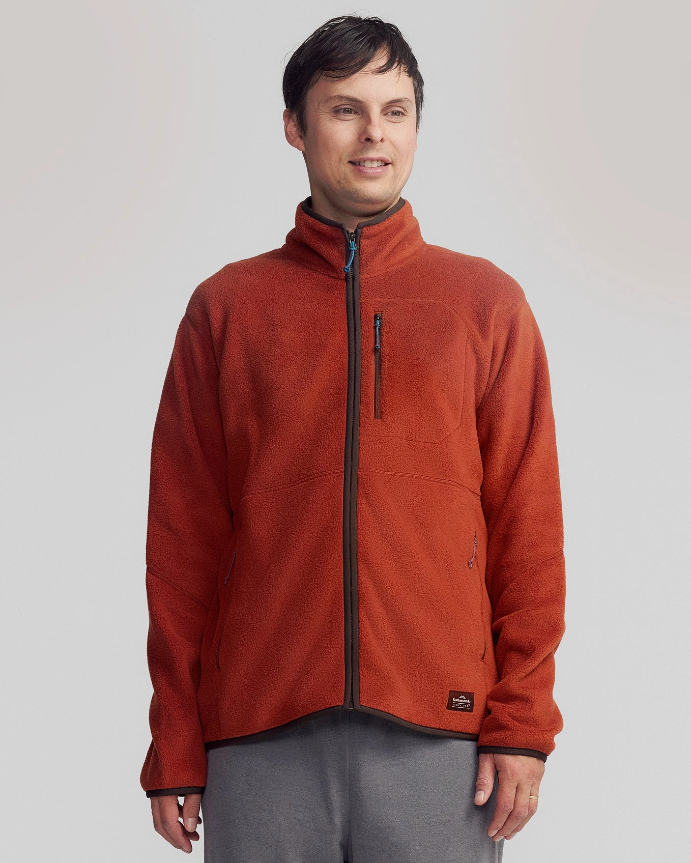 Stretch Comfort Stitched Look Men's Trailhead Fleece Jacket - Redwood