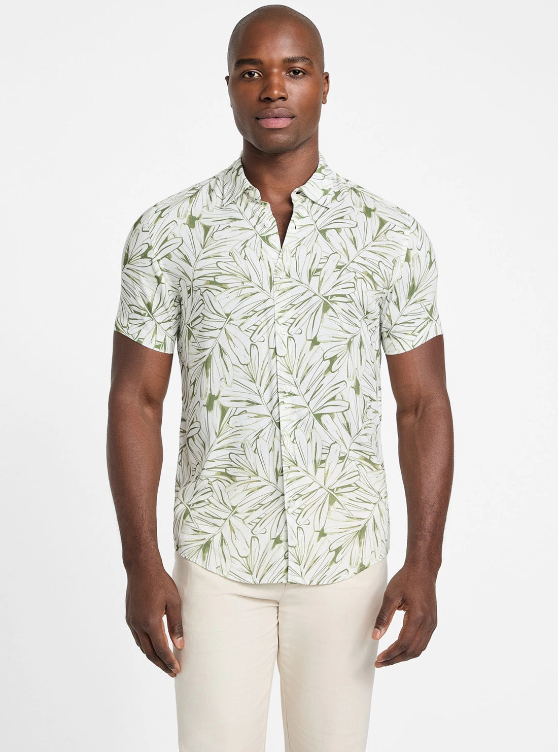 Eco Green Rayon Oil Palm Shirt Matte Finish Athleisure Trend