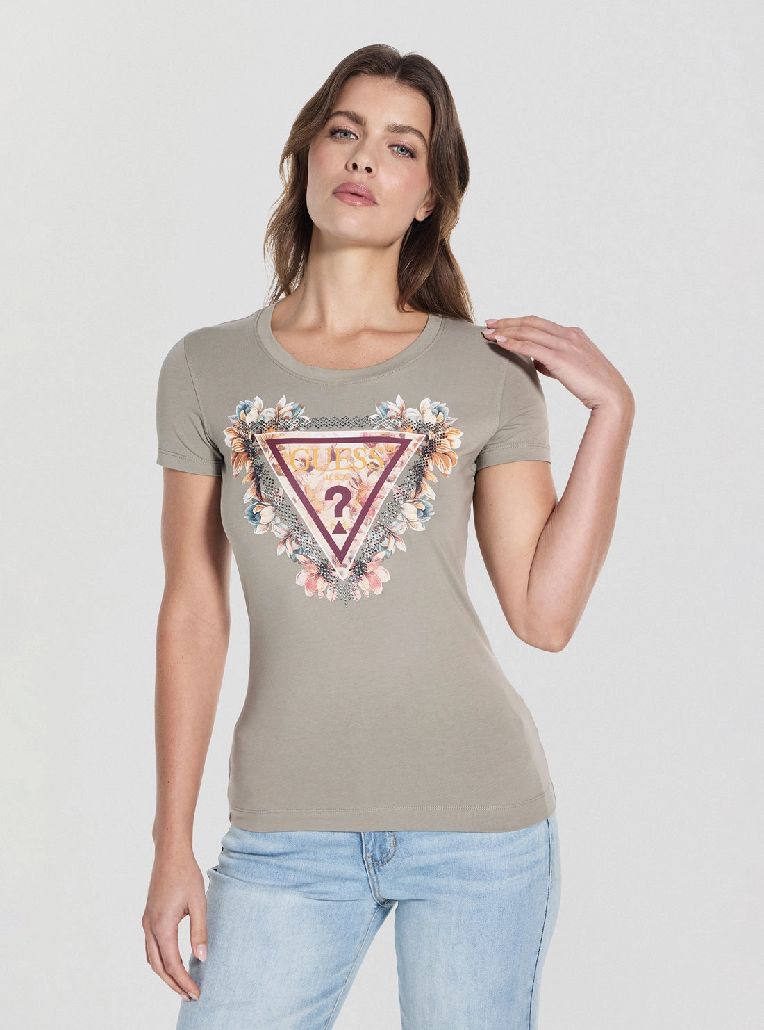 Lightweight Fabric Eco Green Triangle Flowers T-Shirt