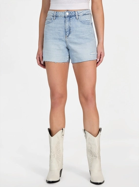 Eco High-Rise Relaxed Midi Short in Light Wash Streetwear Mood