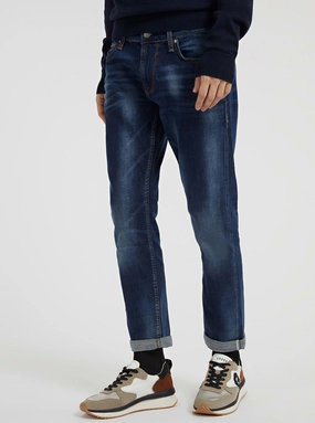 Artist Vibe Work Meeting Casual Eco Low Rise Slim Tapered Denim Jeans In Meadow Selvedge Wash
