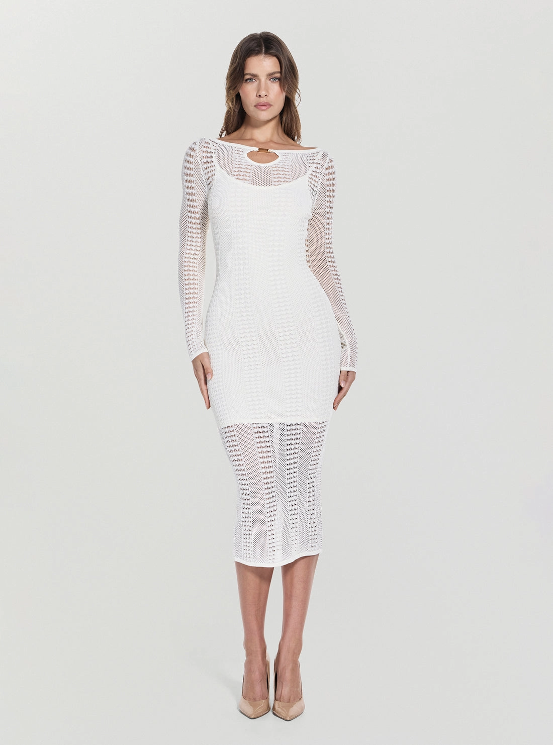 All Season Eco Marciano White Emma Sweater Midi Dress