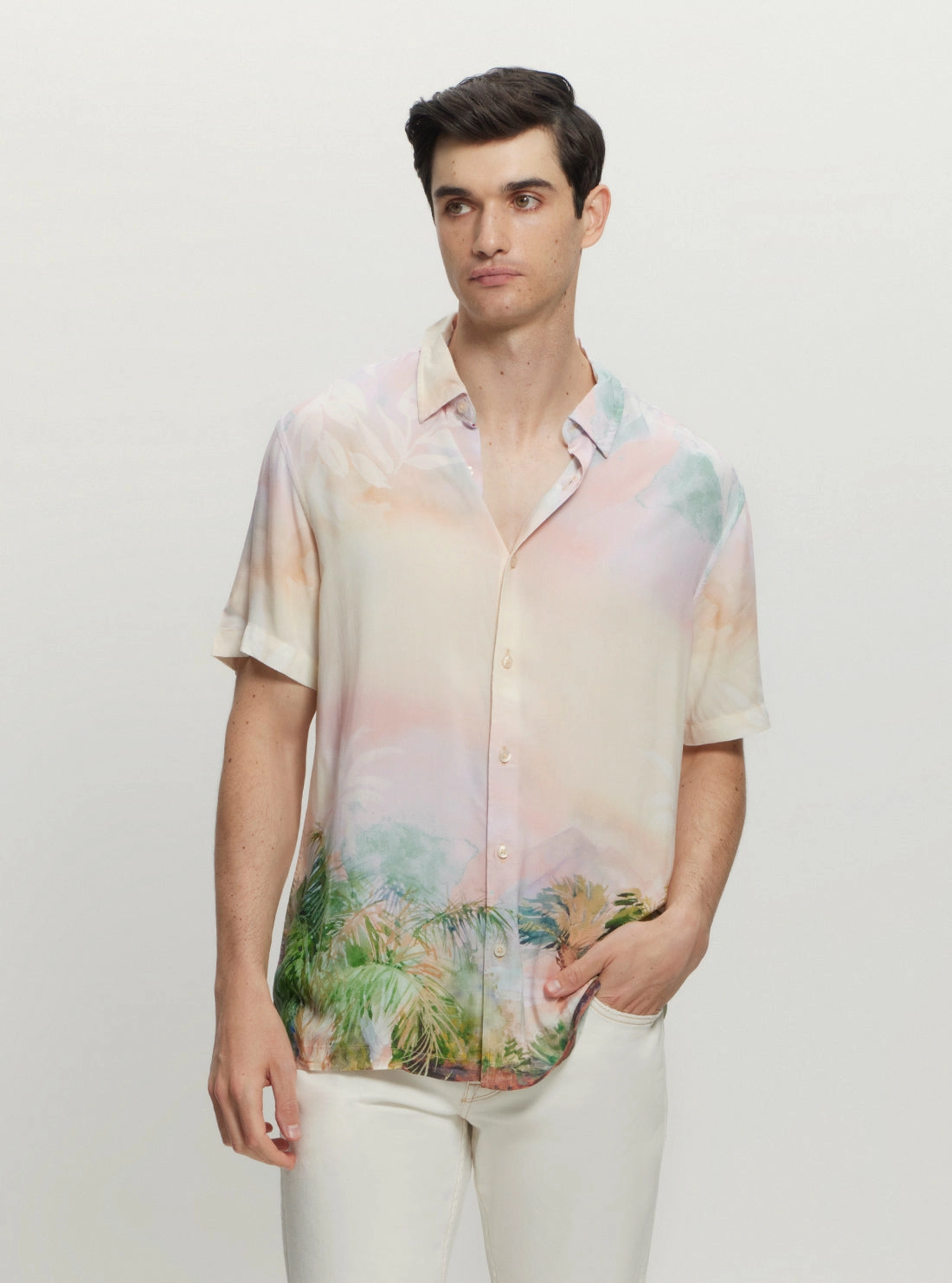 Simple Elegance Customizable Design Eco Palm Print Shirt