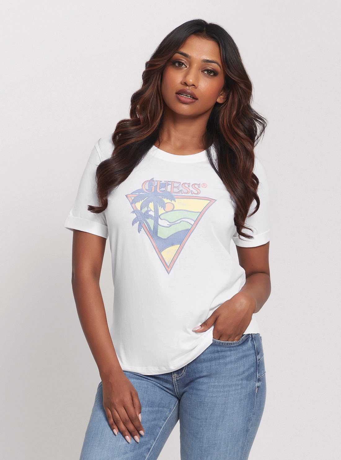 VersatileLayering Eco White Beach Triangle T-Shirt