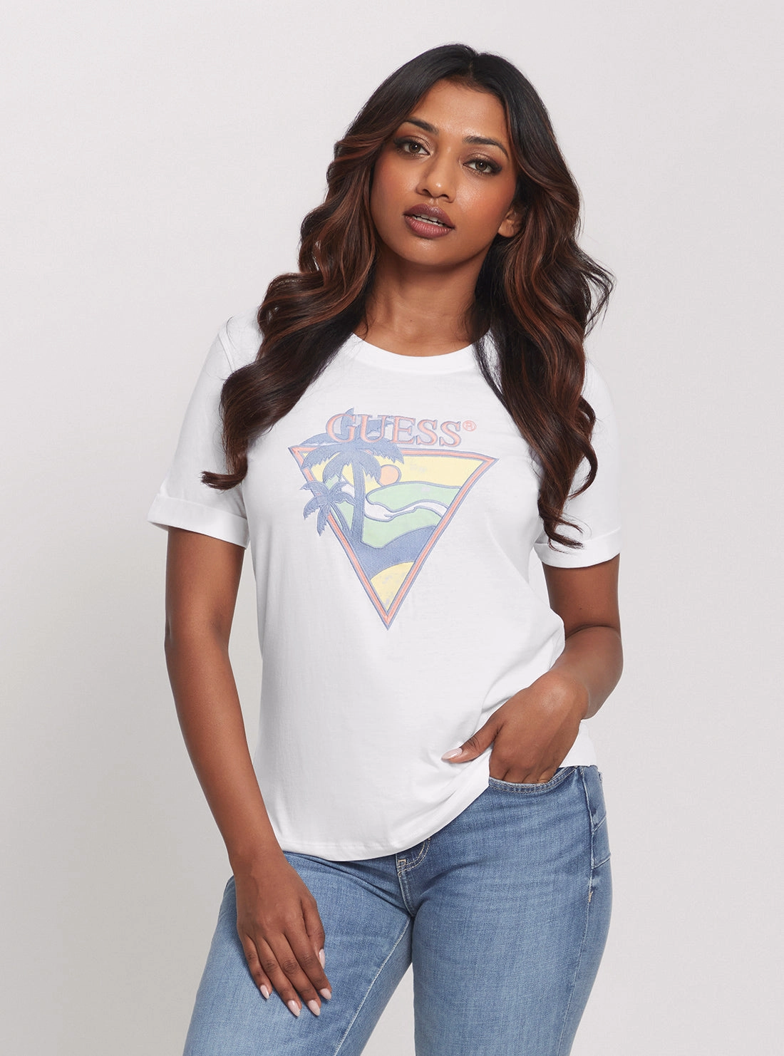 Eco White Beach Triangle T-Shirt Lightweight Jacket Double Faced Jersey Knit