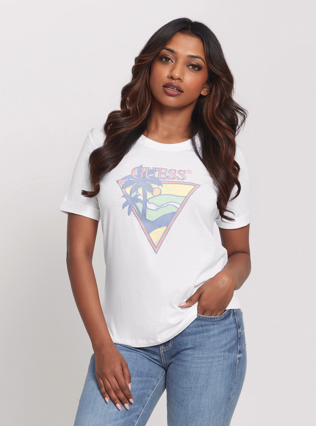 EasyCareMaterial Reverseble Design Eco White Beach Triangle T-Shirt