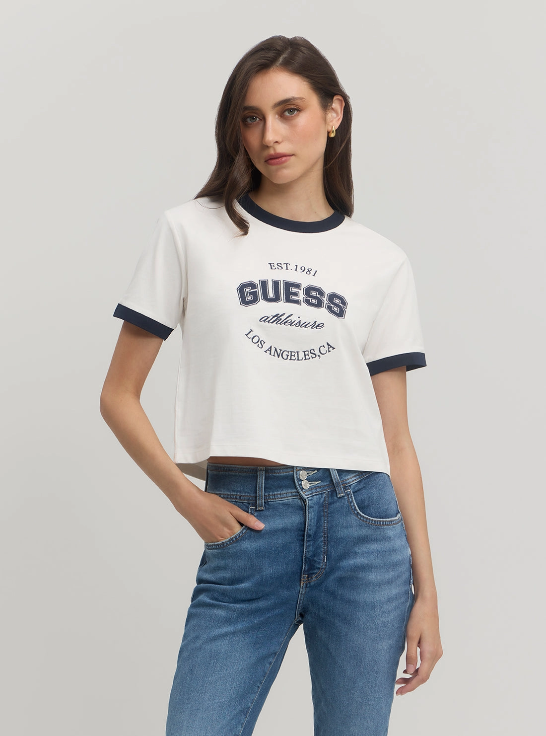 Eco White Blue Raquelle T-Shirt AllDayComfort Lightweight Layering Option