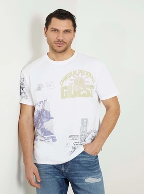 Eco White Faded Stamp T-Shirt Thermal Regulating Fabric